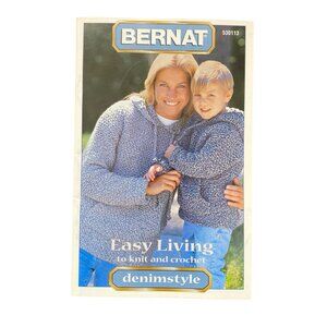 Vintage Bernat Denimstyle Easy Living Knitting and Crocheting Pattern Book